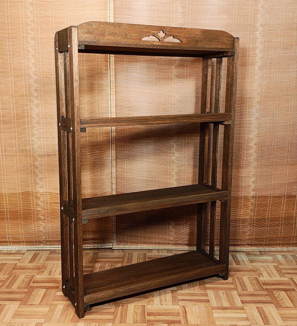 木製本棚4段　オープンラック　昭和レトロ　古家具
