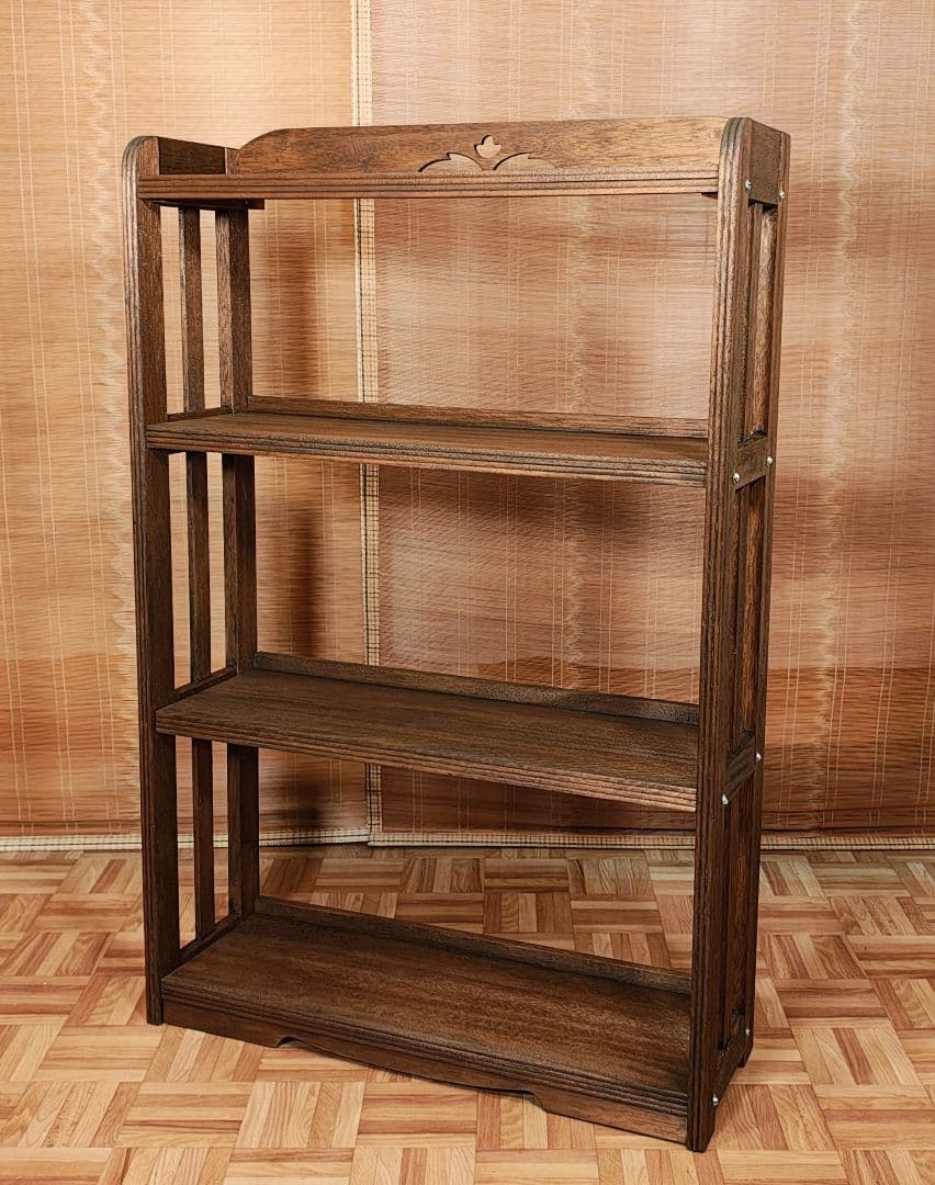 木製本棚4段　オープンラック　昭和レトロ　古家具