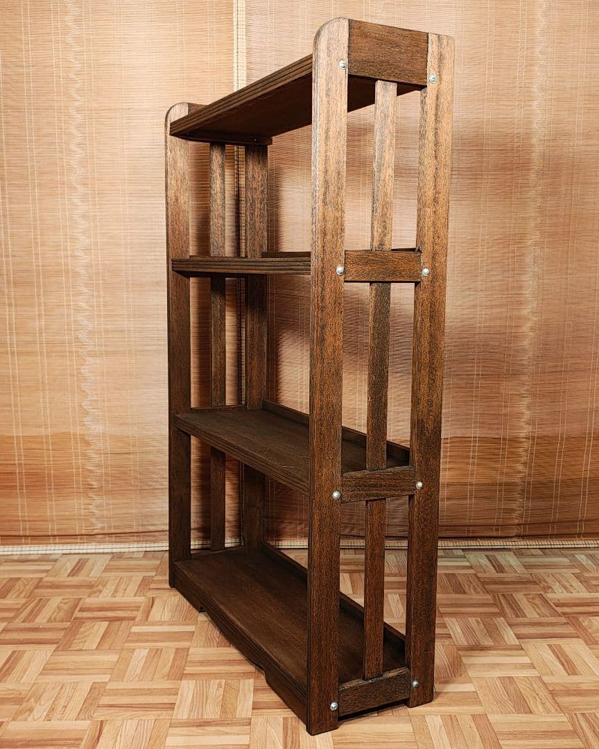 木製本棚4段　オープンラック　昭和レトロ　古家具