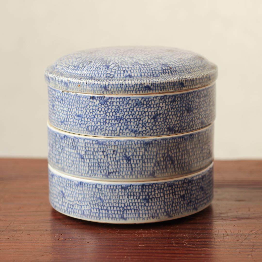 伊万里　古伊万里　幕末　三段重　微塵唐草