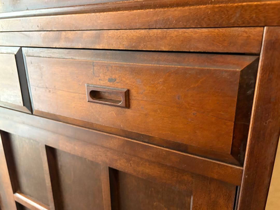 木製ガラスキャビネット 収納棚 食器棚 アンティーク 昭和レトロ