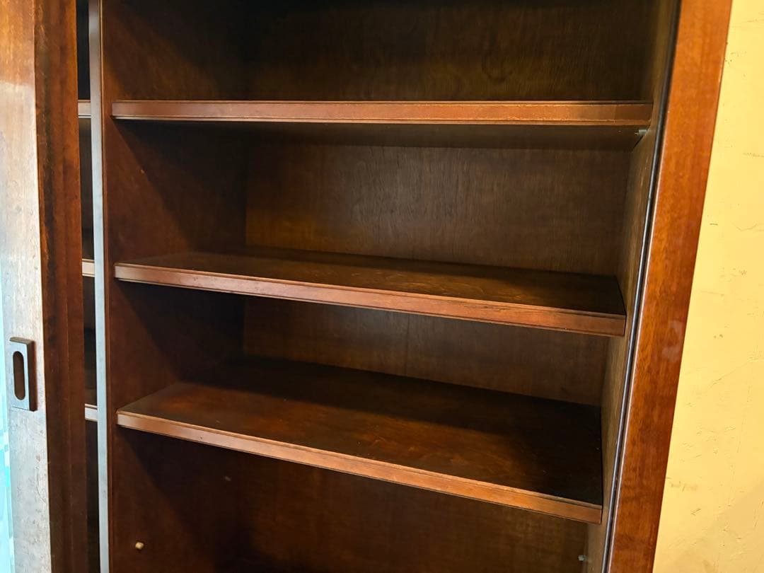 木製ガラスキャビネット 収納棚 食器棚 アンティーク 昭和レトロ