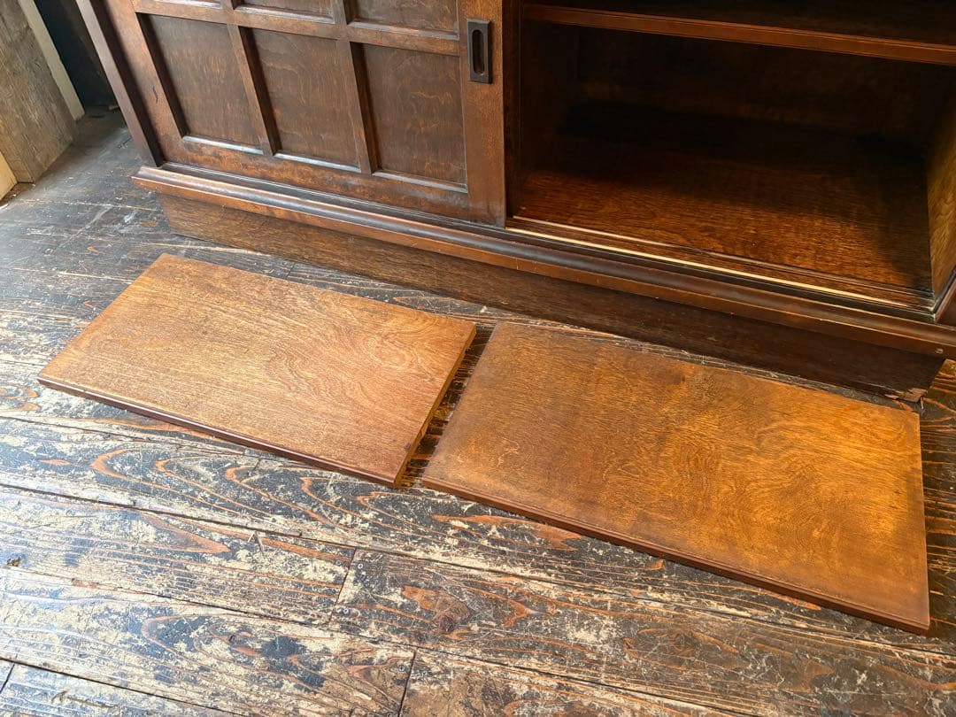 木製ガラスキャビネット 収納棚 食器棚 アンティーク 昭和レトロ