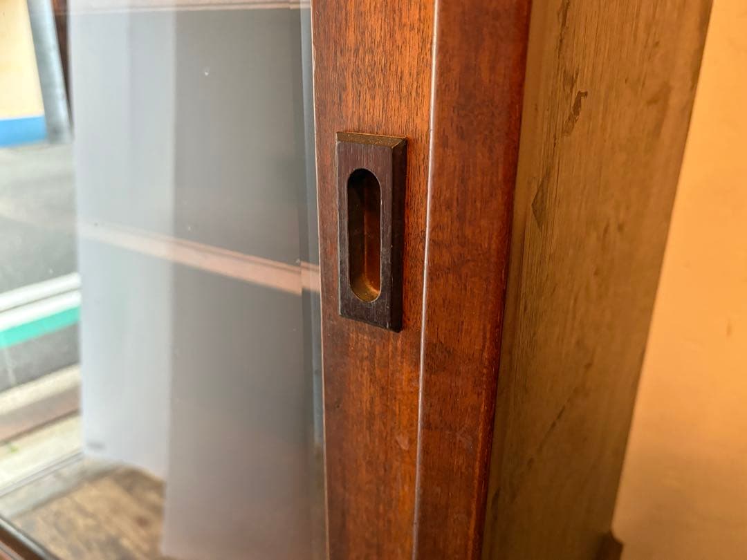 木製ガラスキャビネット 収納棚 食器棚 アンティーク 昭和レトロ