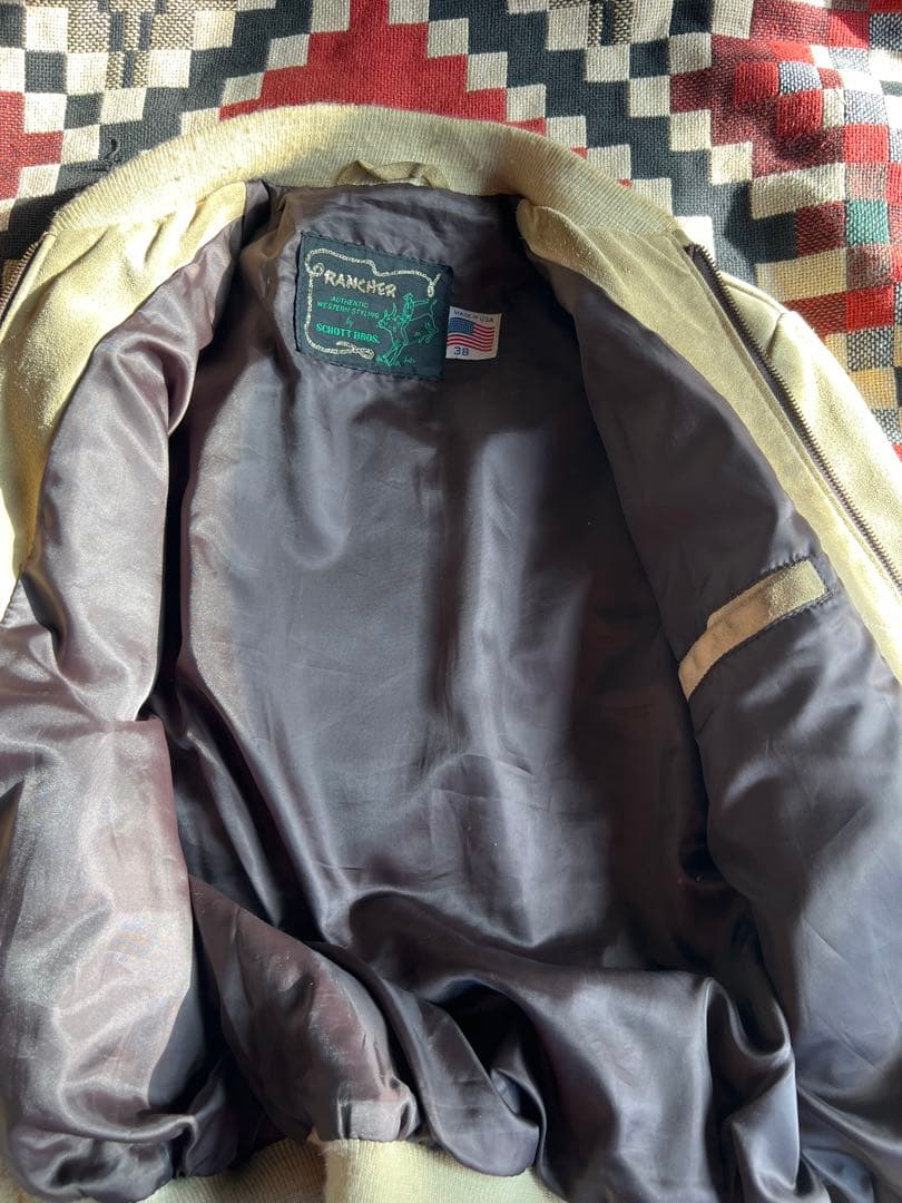 old Schott チマヨ刺繍　スエード　ブルゾン