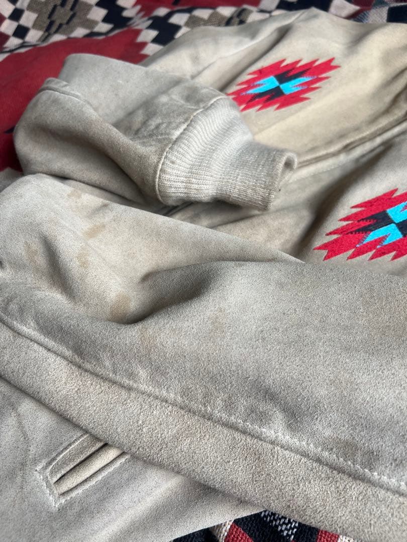 old Schott チマヨ刺繍　スエード　ブルゾン
