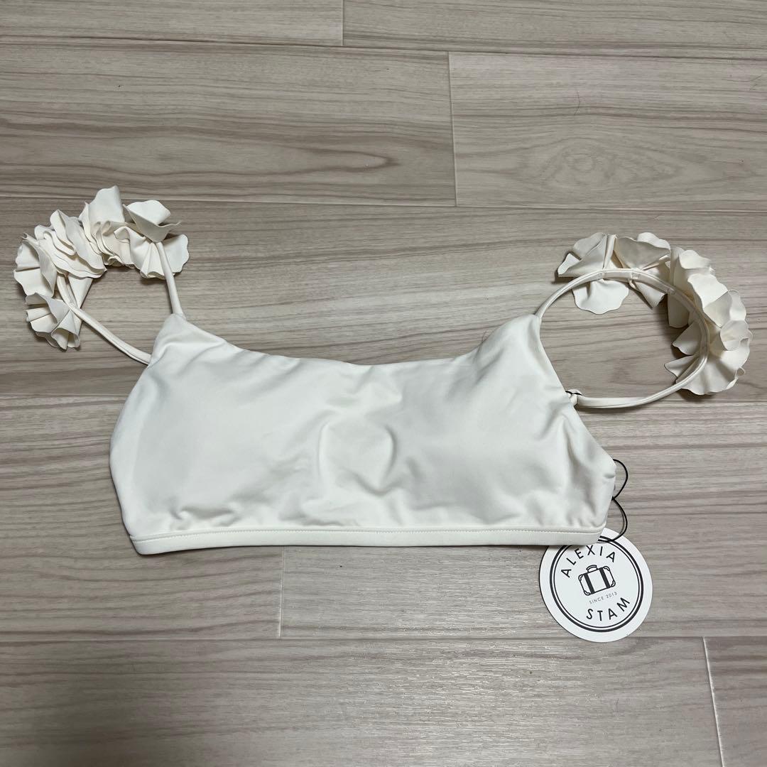 【新品】完売 ALEXIA STAM ビキニ 水着 花 ホワイト 上下セット L