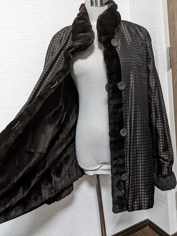 A929 シェアード　リアルファー　毛皮　シルク　リバーシブルコート　ライナー
