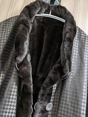 A929 シェアード　リアルファー　毛皮　シルク　リバーシブルコート　ライナー