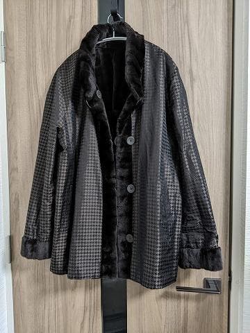 A929 シェアード　リアルファー　毛皮　シルク　リバーシブルコート　ライナー