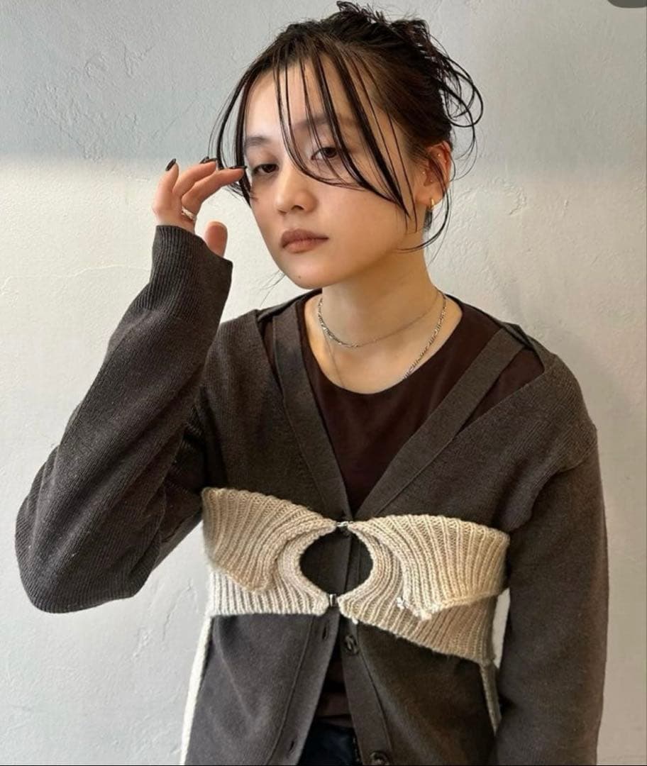 キューイ quui string knit bustier Black ビスチェ