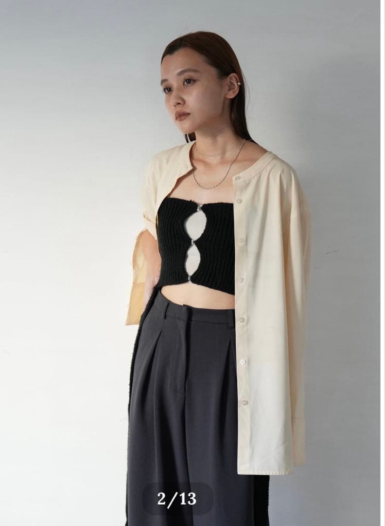 キューイ quui string knit bustier Black ビスチェ