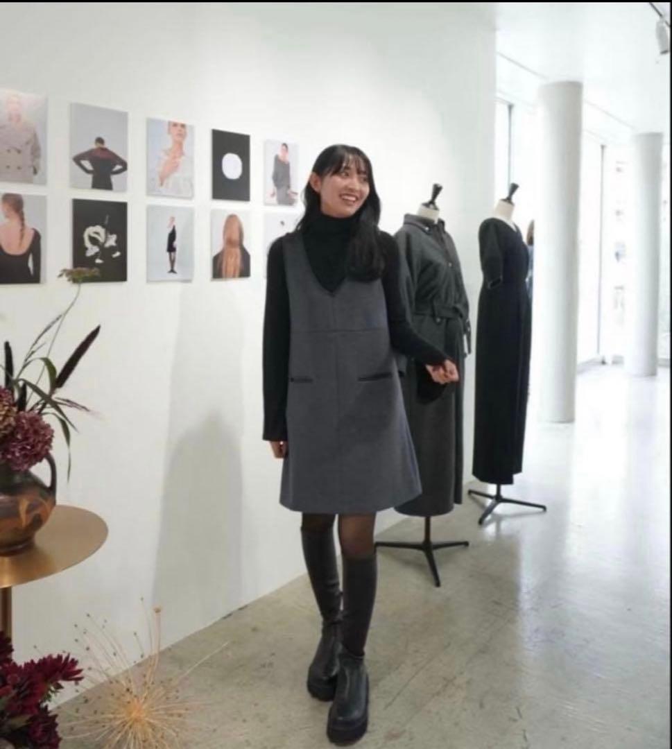 ワンピース laubeblanc LeatherTrimmedWoolJumperDress