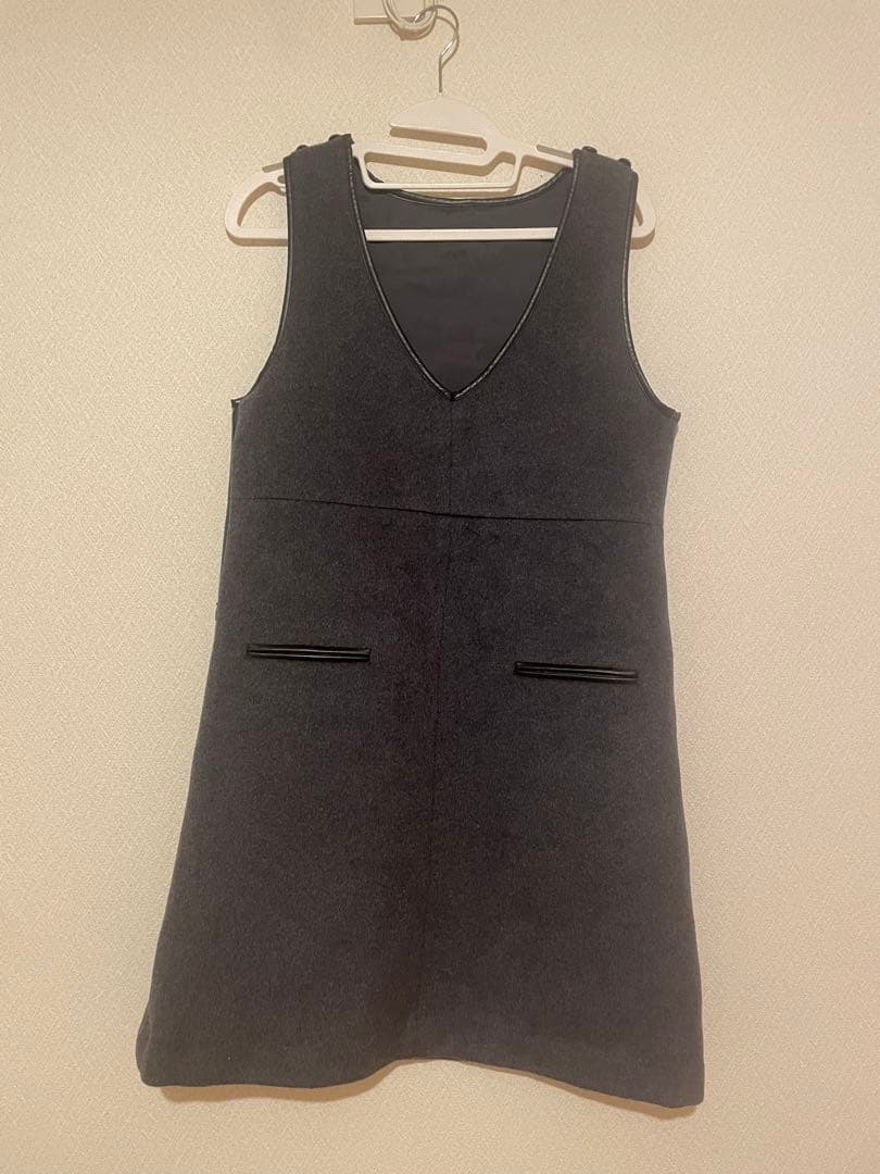 ワンピース laubeblanc LeatherTrimmedWoolJumperDress