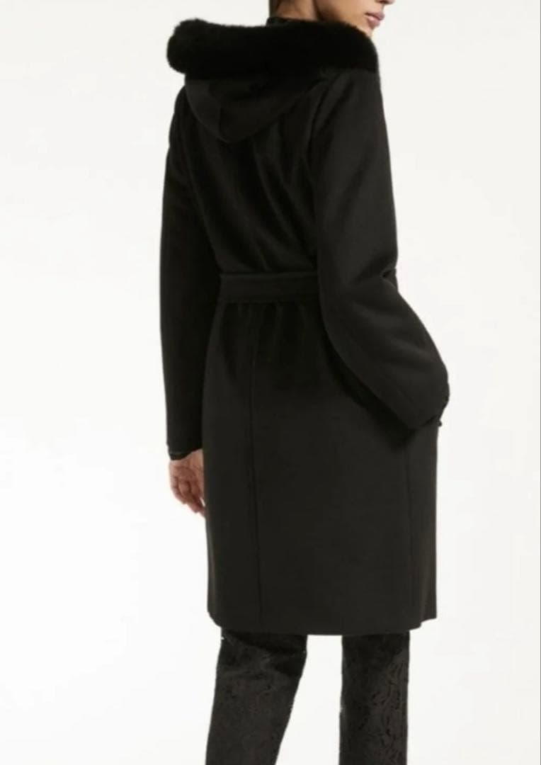 【美品】Max Mara ウール ファー付きラップコート