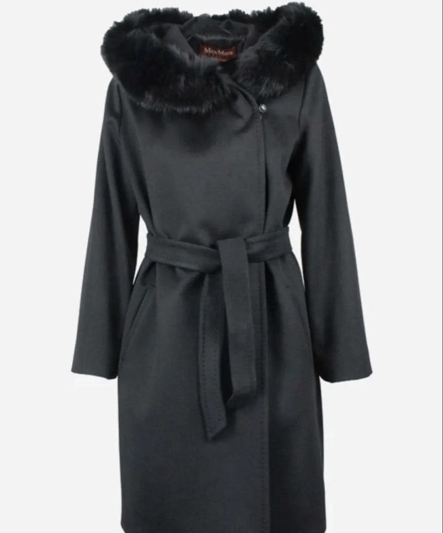 【美品】Max Mara ウール ファー付きラップコート