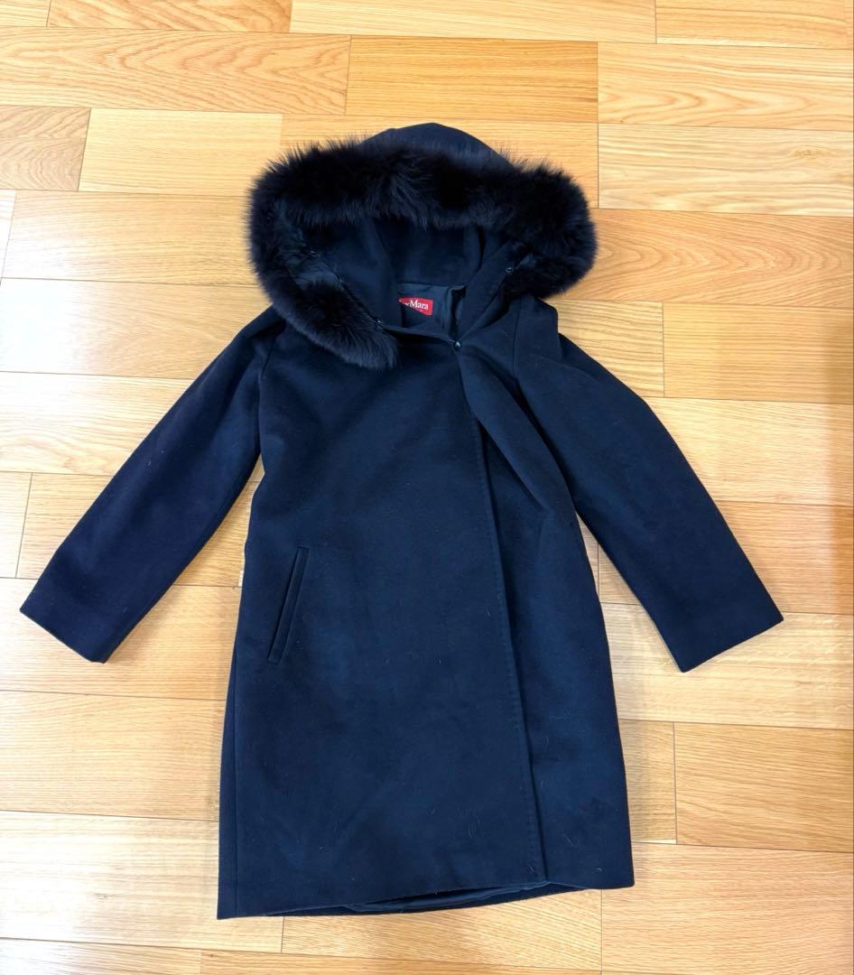 【美品】Max Mara ウール ファー付きラップコート