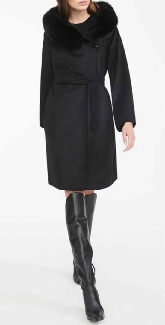 【美品】Max Mara ウール ファー付きラップコート