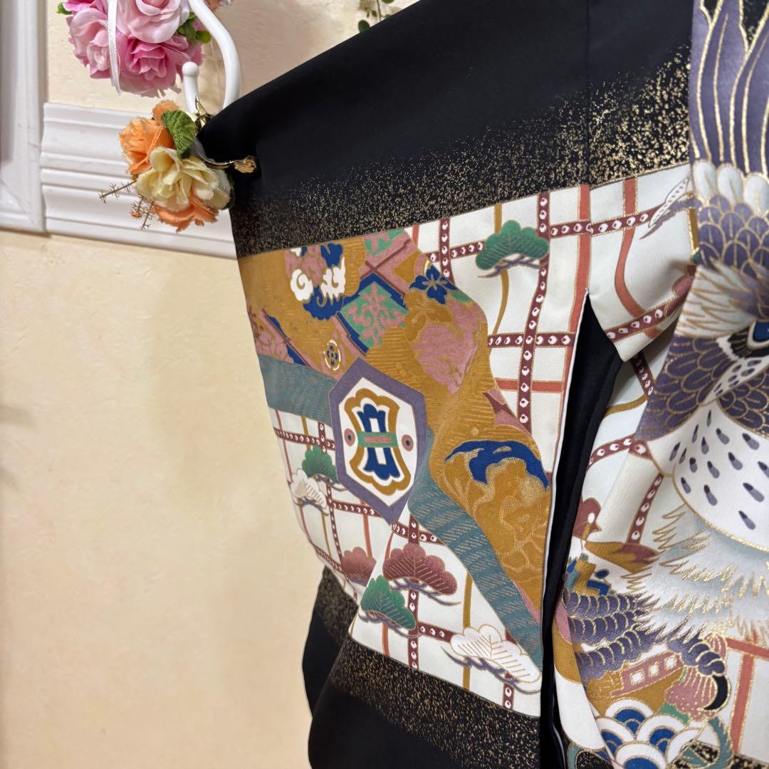 七五三五歳‼️黒地豪華着物 男の子 鷹　袴 完全️フルセット‼️お家から揃える無し逸品