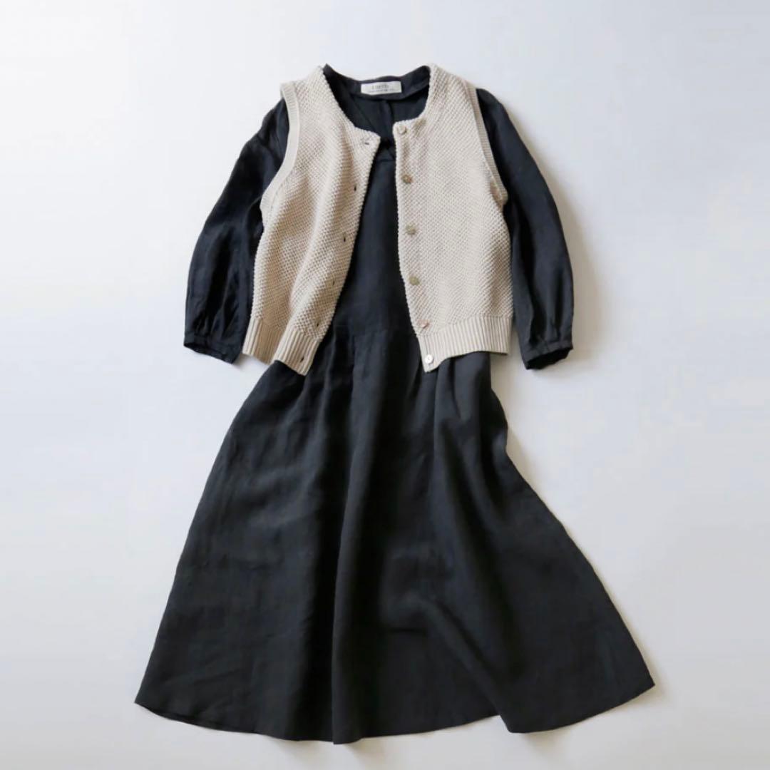 LISETTE リゼッタ 　ベージュ　模様編み 　ベスト　ハンドニット　ジレ