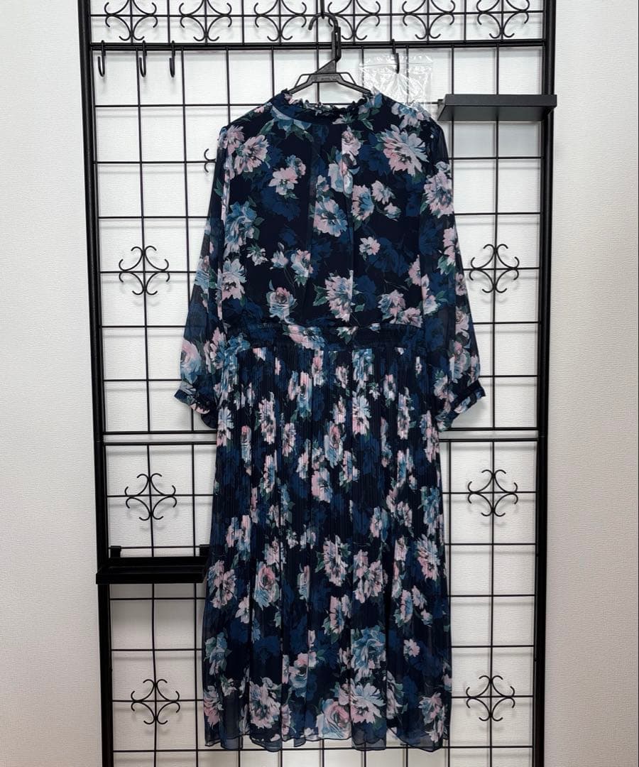【美品】Rose Tiara ネイビー フラワー ロングワンピース