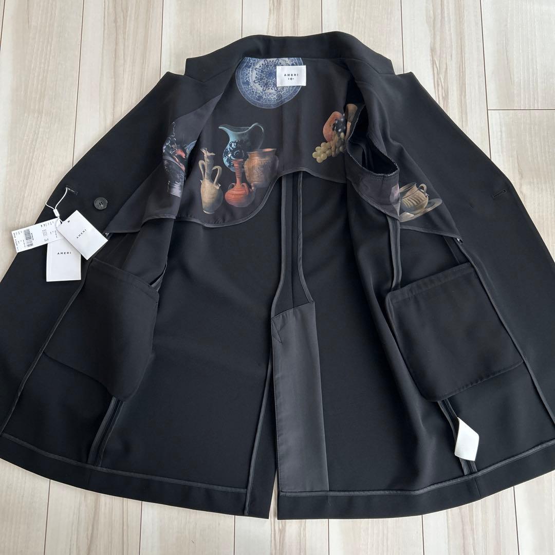 新品タグ付き Ameri NOTCH PRINT LINING JACKET 黒