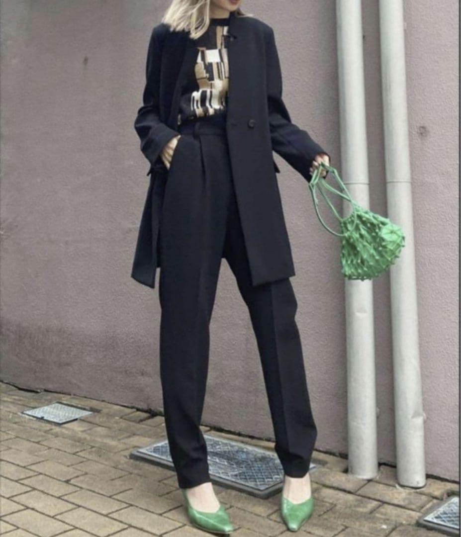 新品タグ付き Ameri NOTCH PRINT LINING JACKET 黒