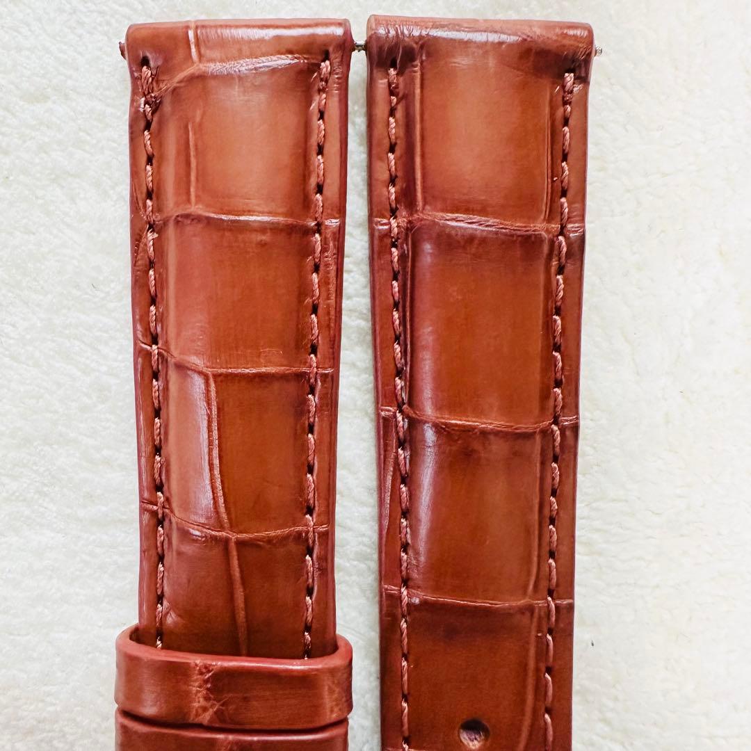 2046#19mm-16mmコニャック★本物クロコダイルレザーベルト★スイス製