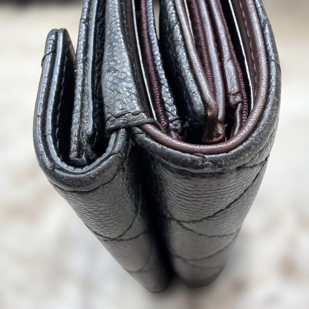 【美品】CHANEL ブラック キャビアスキン 三つ折り財布