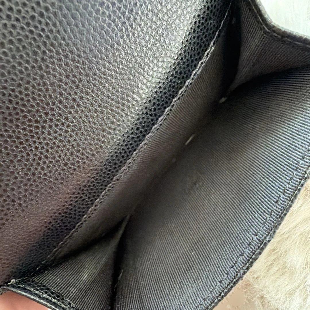 【美品】CHANEL ブラック キャビアスキン 三つ折り財布