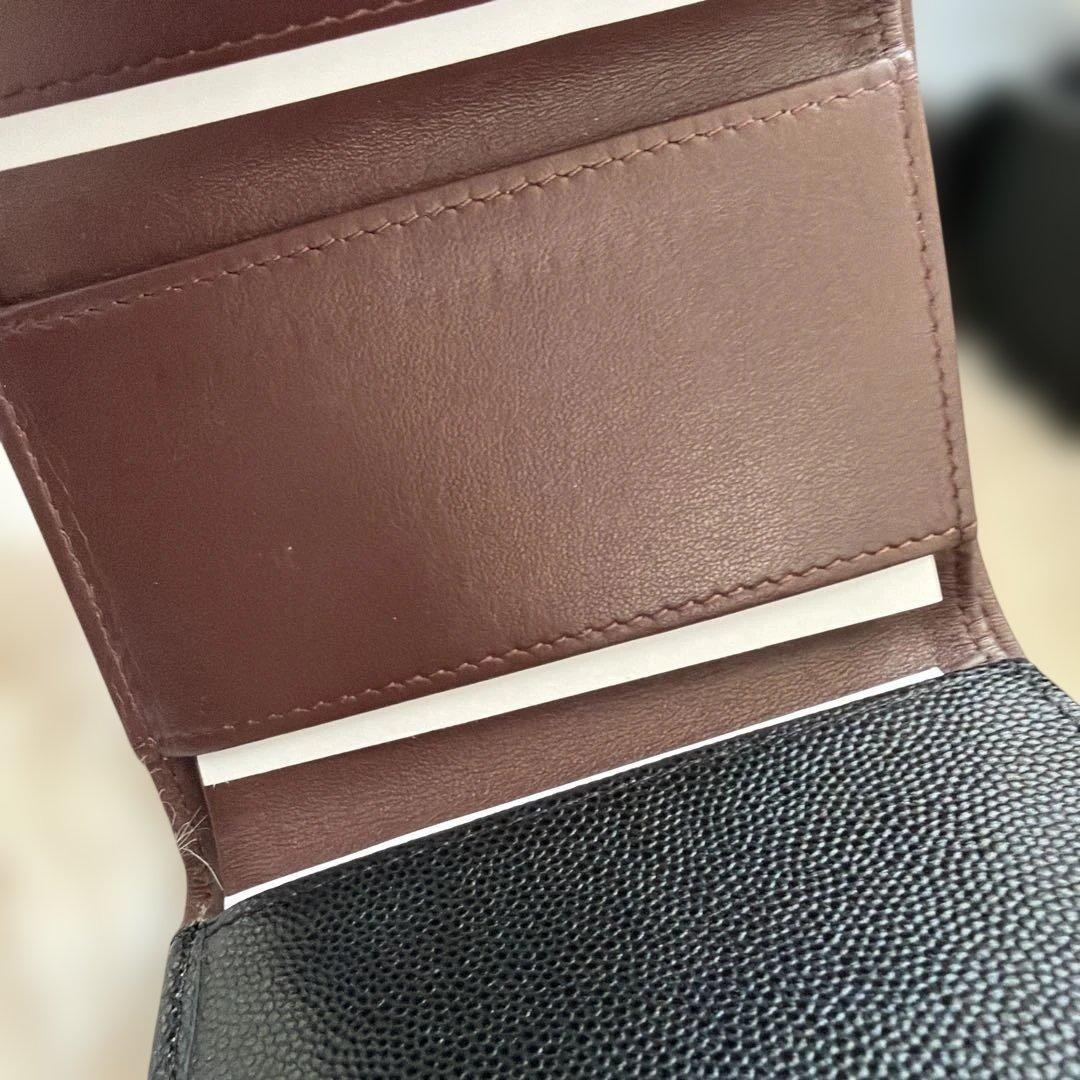 【美品】CHANEL ブラック キャビアスキン 三つ折り財布