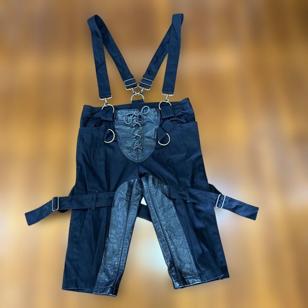 希少　20471120 HYOMA レザーコンビボンテージハーフパンツ