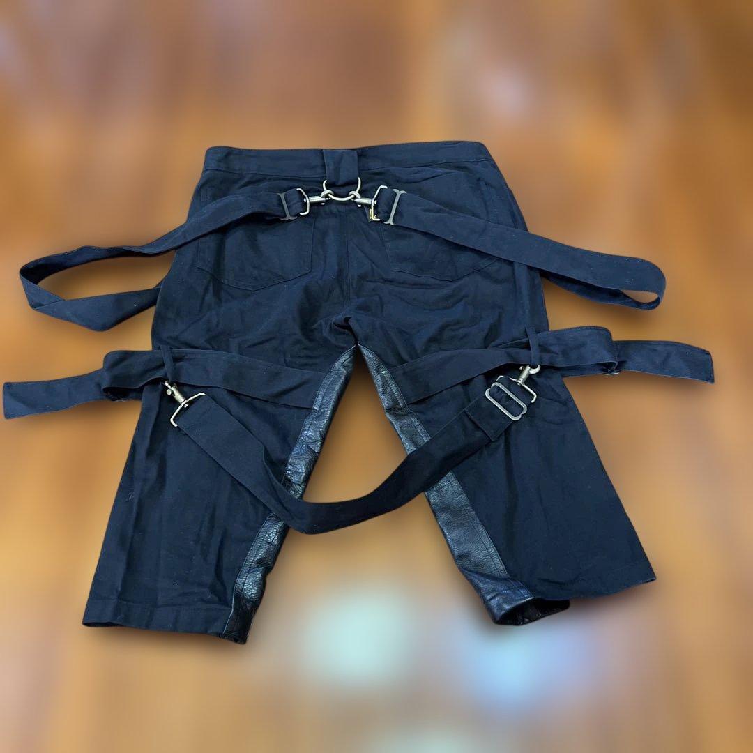 希少　20471120 HYOMA レザーコンビボンテージハーフパンツ