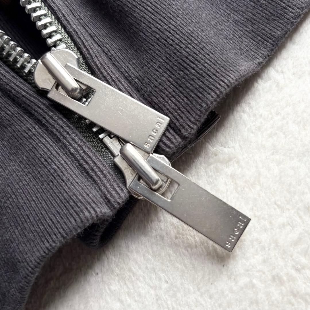 sacai スポンジスウェット パーカー ダブルジップ 1