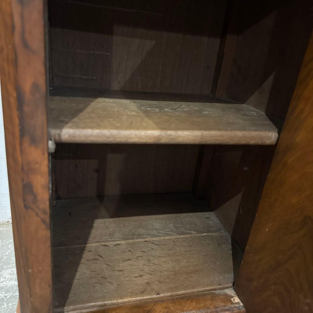 年末年始saleヴィンテージ　サイドテーブル　大理石天板　引き出し／扉収納付き