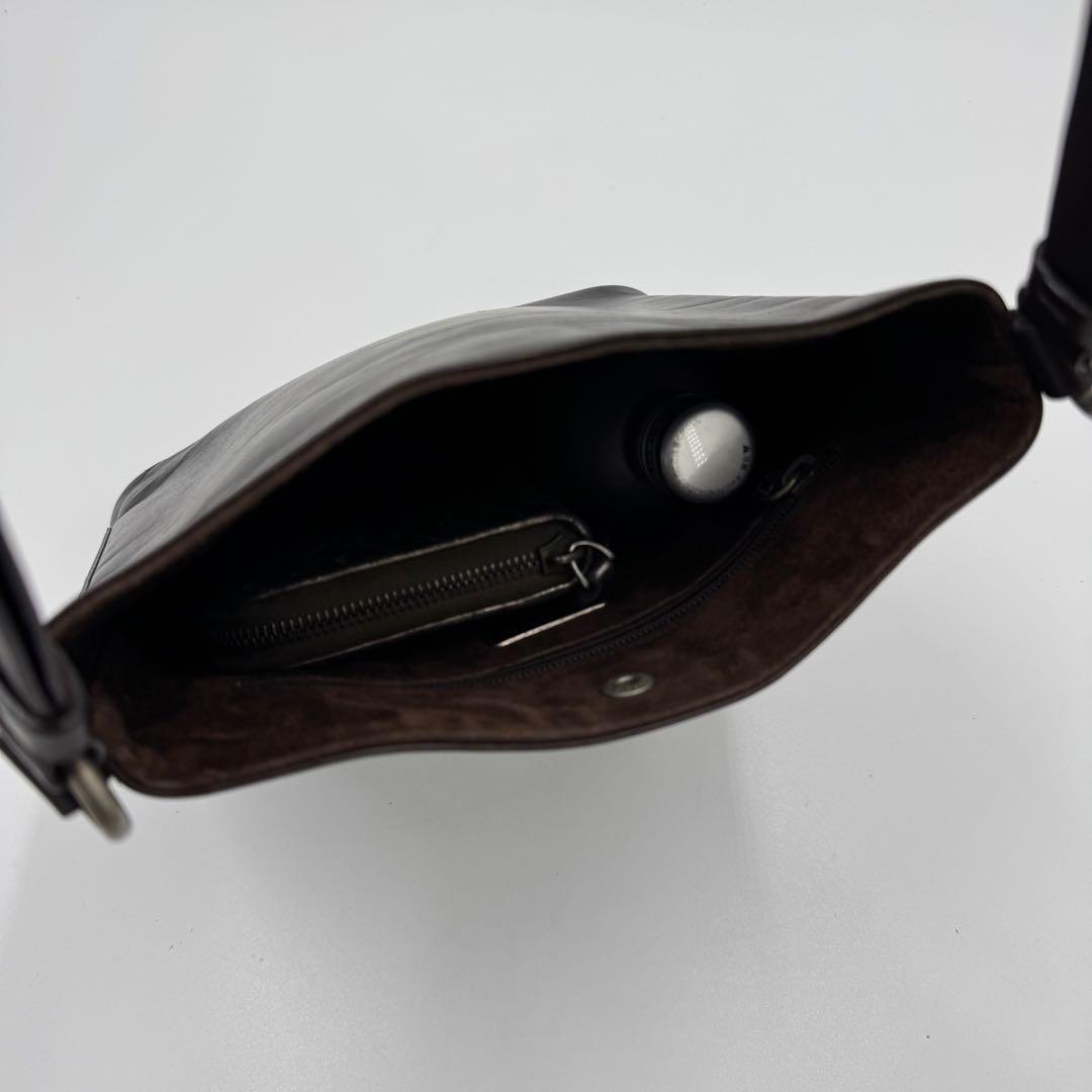 PRADA プラダ カーフ レザー ショルダーバッグ 肩掛け ダークブラウン