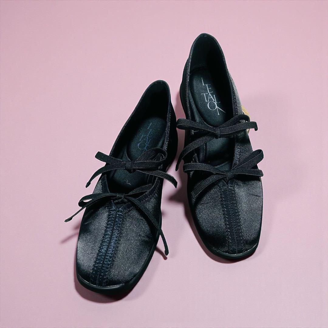 LETALON 2025 ルタロン Lダブルリボンバレリーナ　ブラック　24.5