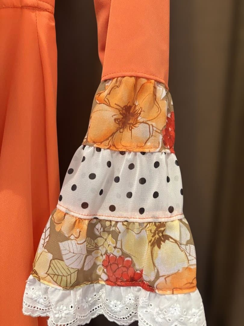 フラメンコドレス オレンジ 多層フリル