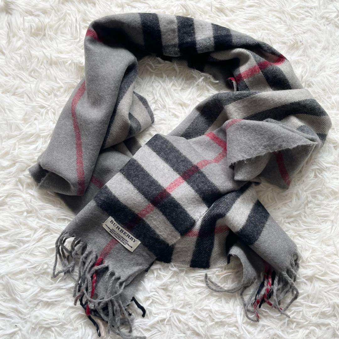 【美品】Burberry バーバリー マフラー カシミヤ100% メガチェック