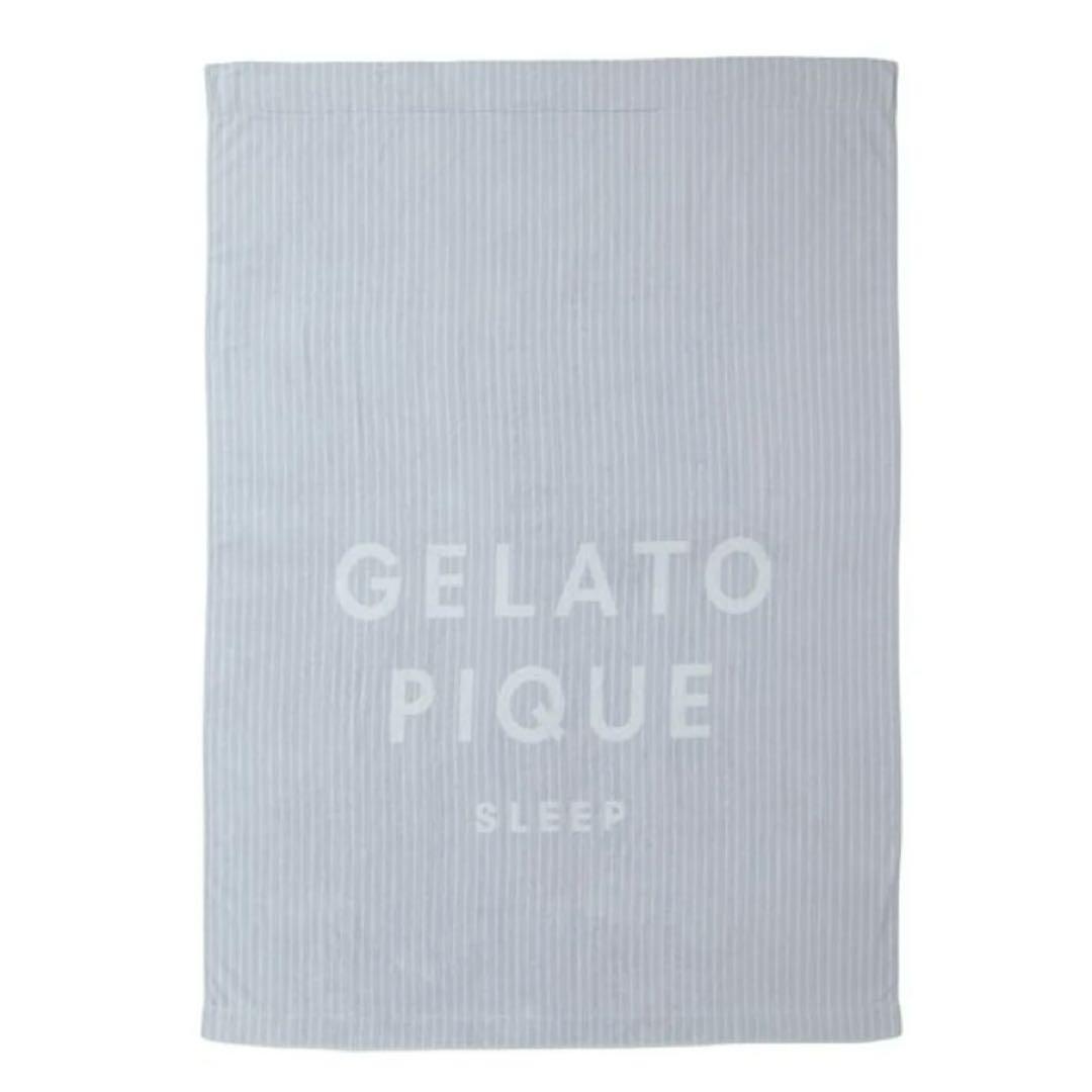 新品未使用品【ストライプ　ロゴ　今治タオルケット】ブルー ジェラピケ