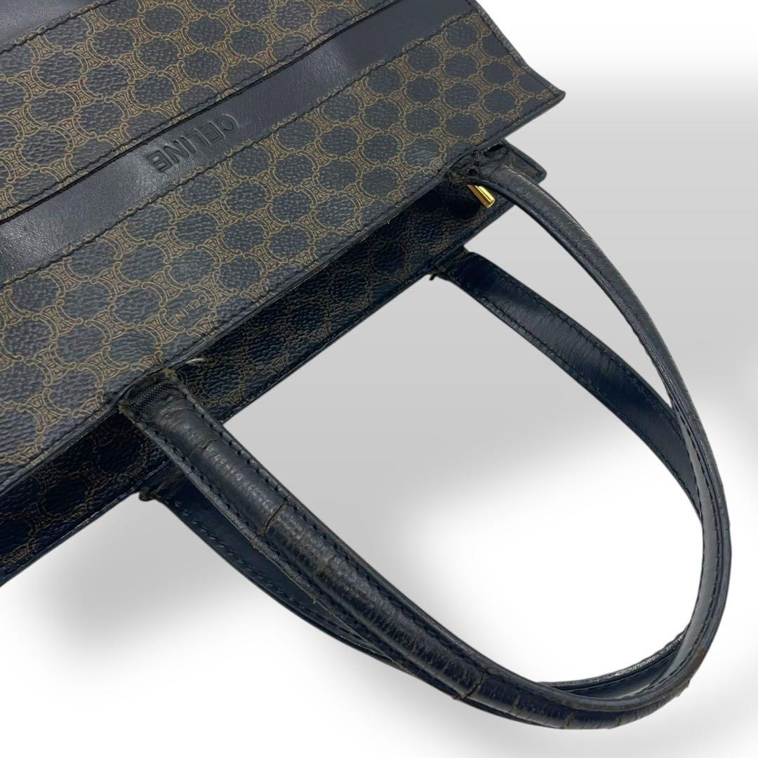 良品　オールドセリーヌ　トートバッグ　ボーダー　マカダム　レザー　PVC 黒