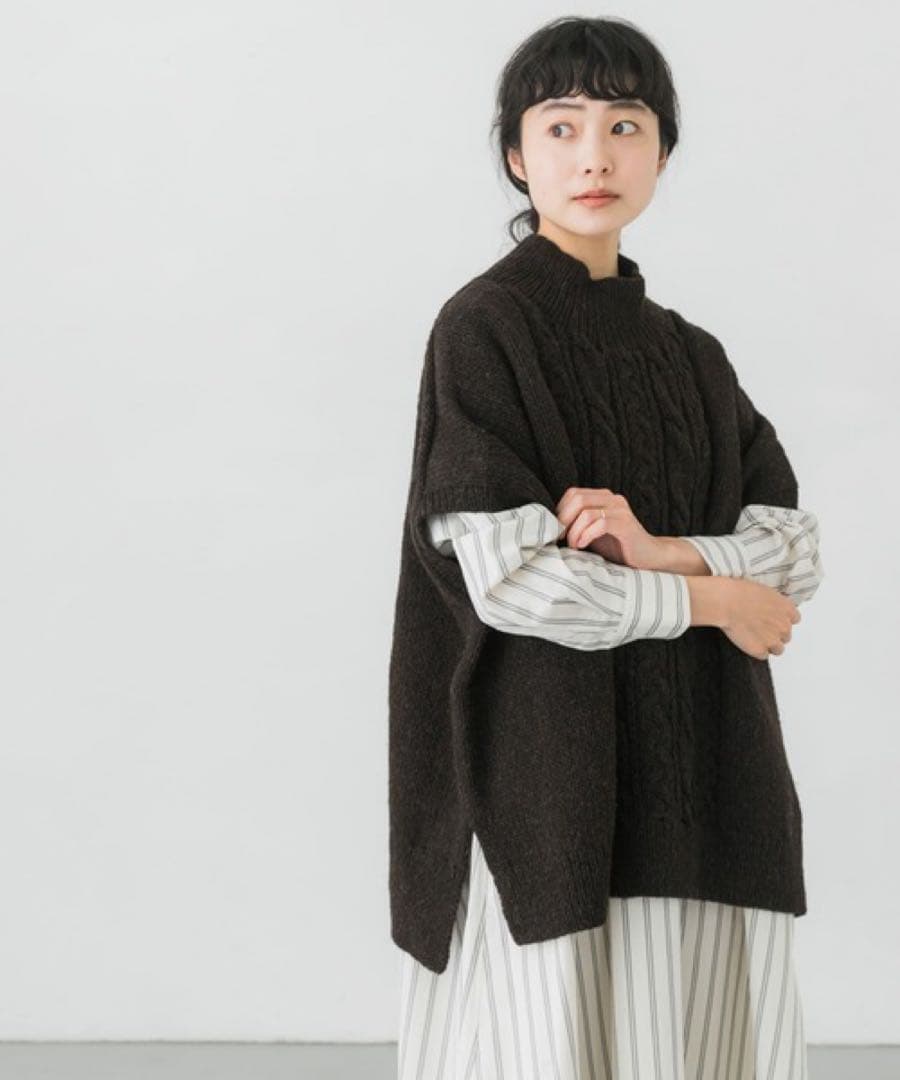かぐれ 【22AW】ペルーワイドニットベス COFFEE kagure