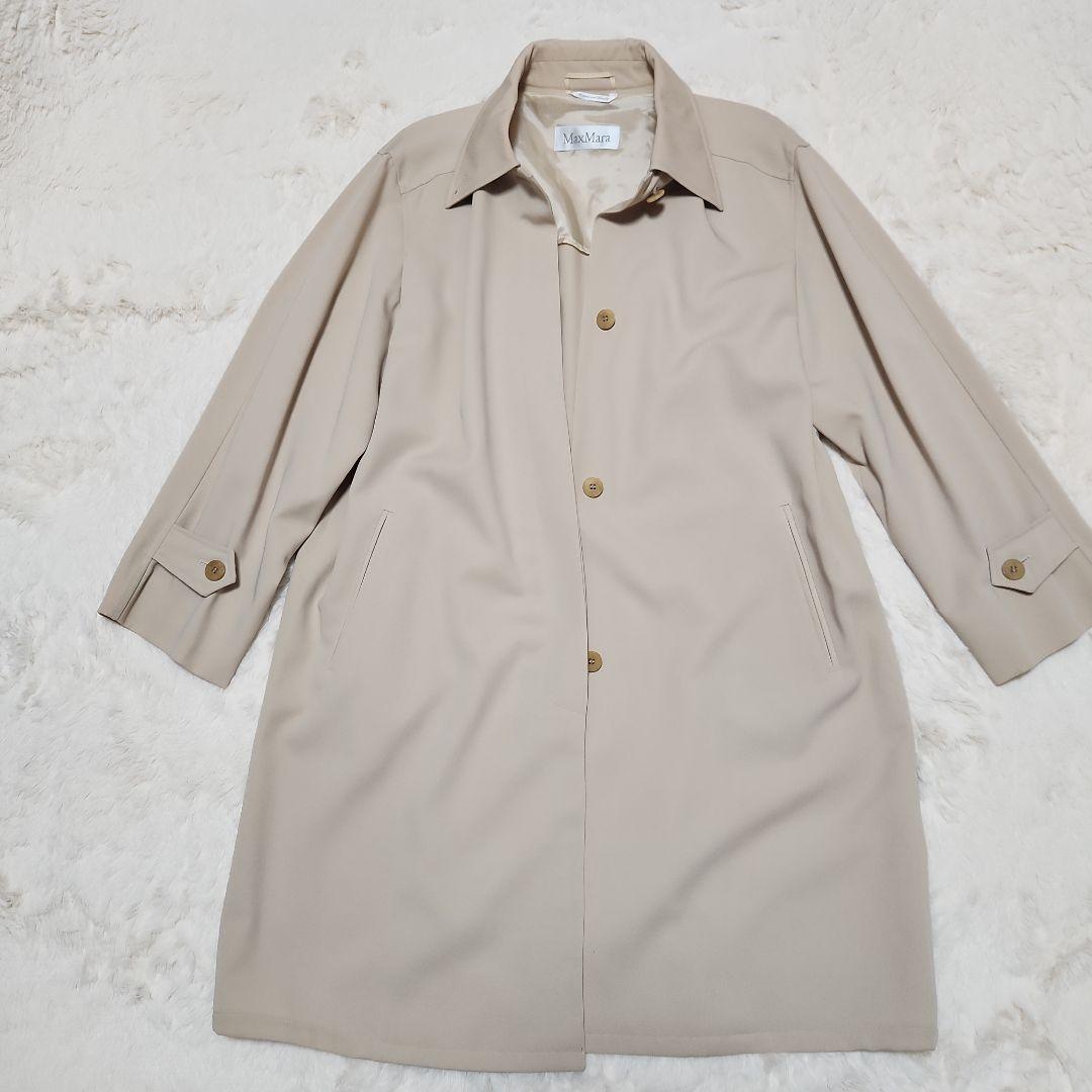 【新品】マックスマーラ白タグバージンウールコートベージュ 40サイズ