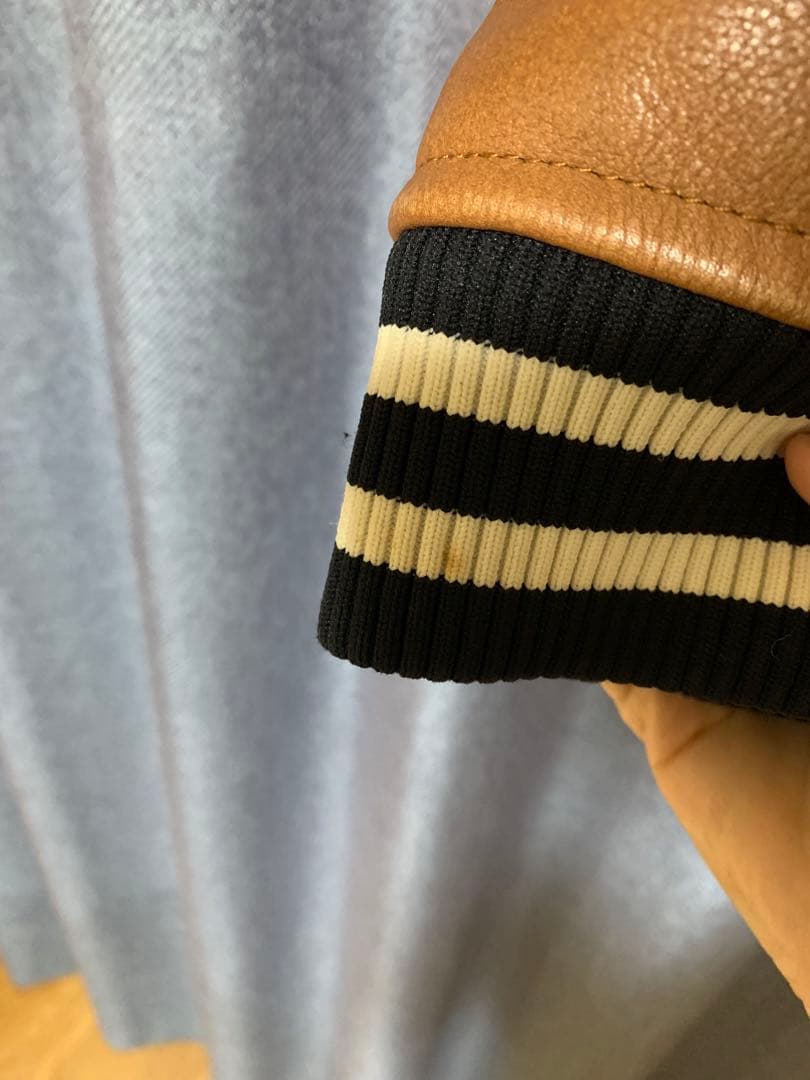 COACH スタジアムジャンパー XS 黒/茶　レザー