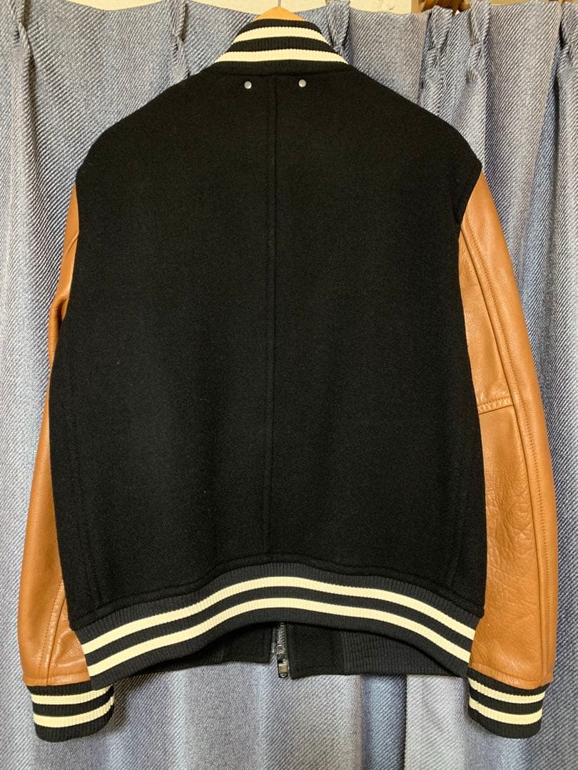 COACH スタジアムジャンパー XS 黒/茶　レザー