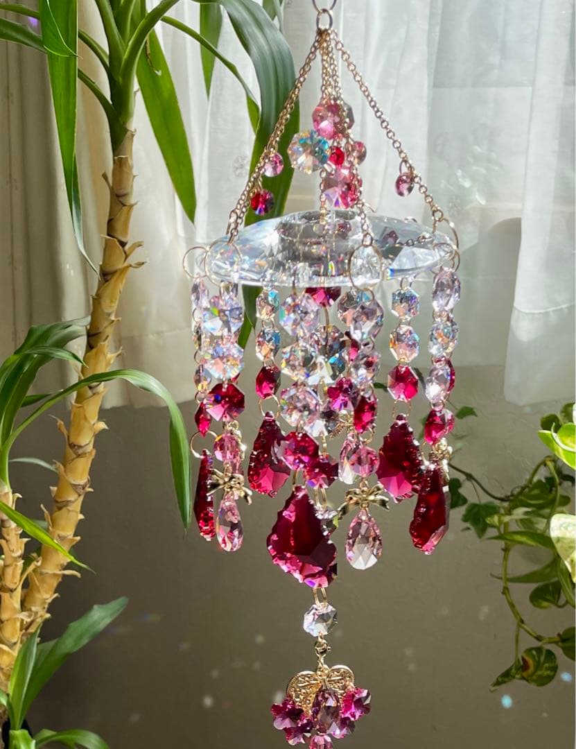 サンキャッチャー スワロフスキー シャンデリア皿90mm＆ロザリンB.AB