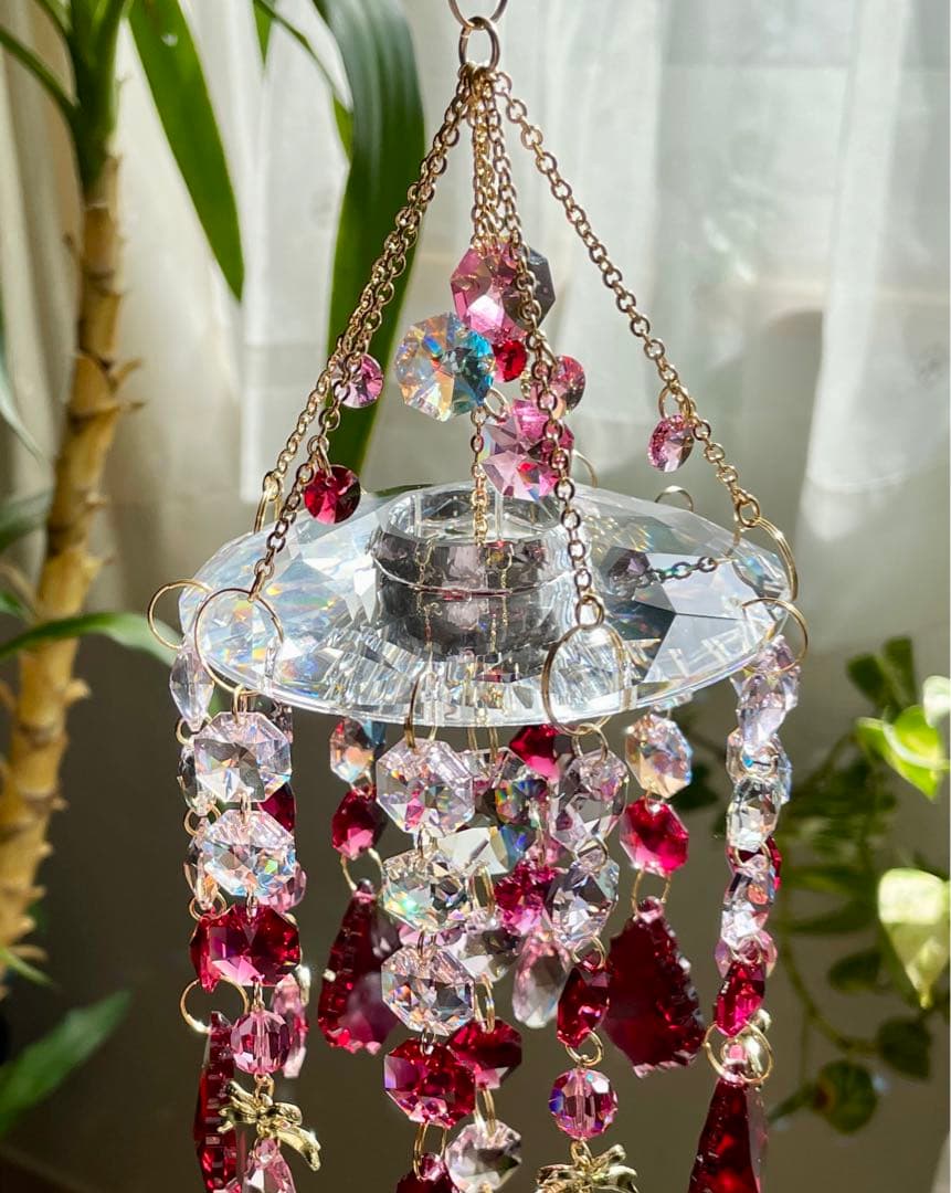 サンキャッチャー スワロフスキー シャンデリア皿90mm＆ロザリンB.AB