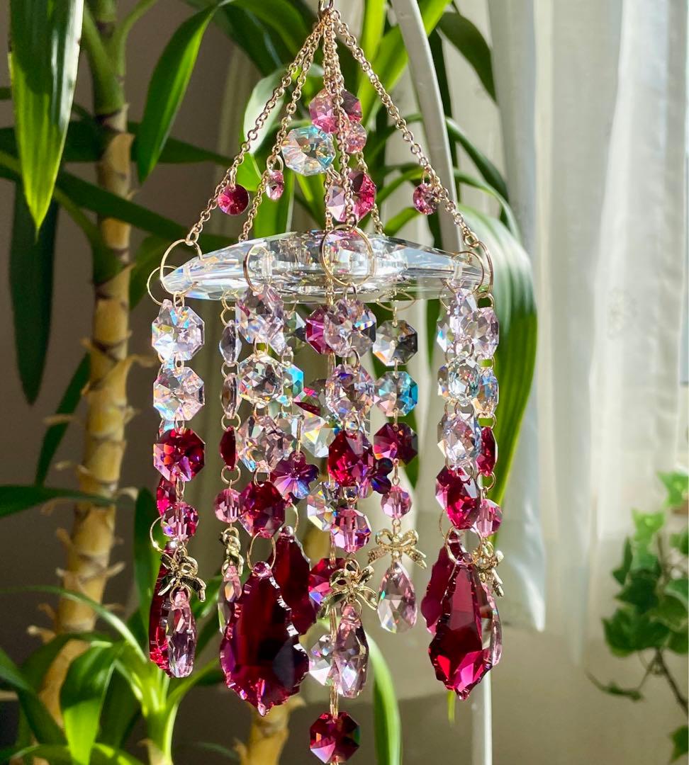 サンキャッチャー スワロフスキー シャンデリア皿90mm＆ロザリンB.AB