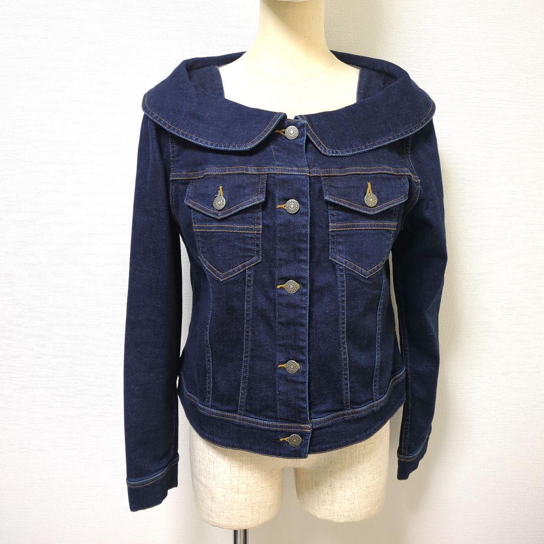 【極美品】ピンクハウス バック 薔薇刺繍 ストレッチ デニム ジャケット