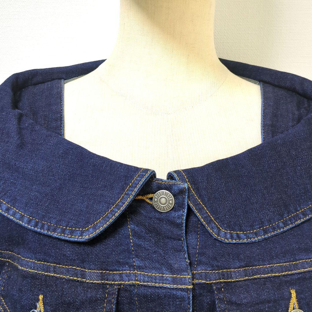 【極美品】ピンクハウス バック 薔薇刺繍 ストレッチ デニム ジャケット